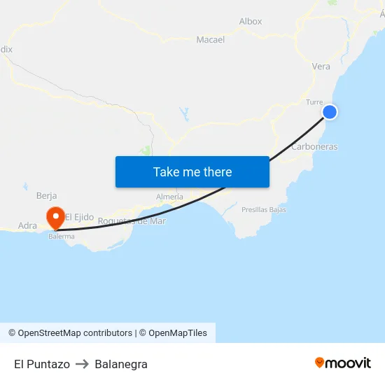 El Puntazo to Balanegra map