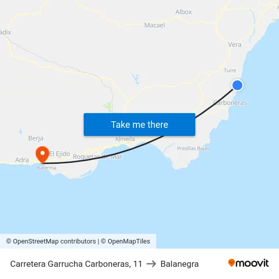 Carretera Garrucha Carboneras, 11 to Balanegra map