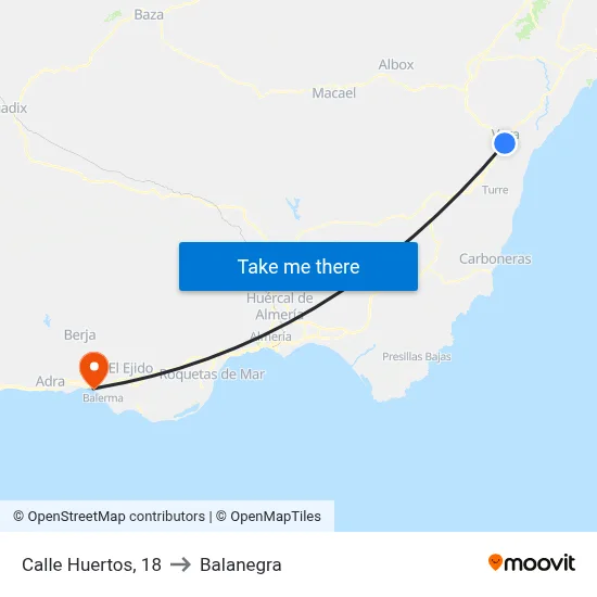 Calle Huertos, 18 to Balanegra map