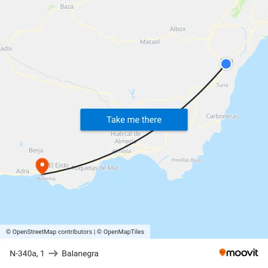 N-340a, 1 to Balanegra map