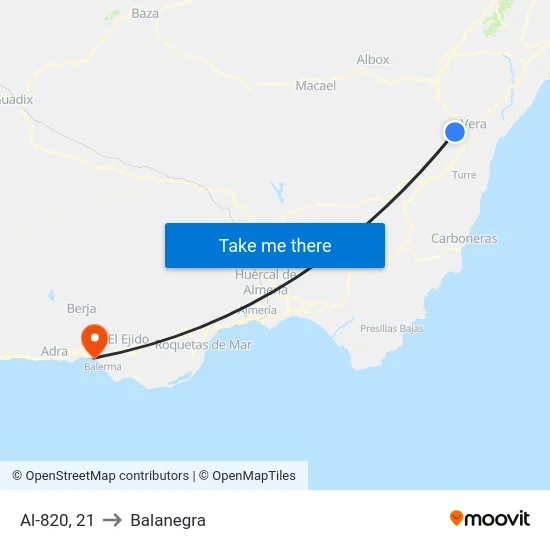 Al-820, 21 to Balanegra map