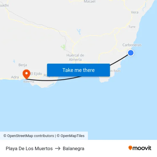 Playa De Los Muertos to Balanegra map
