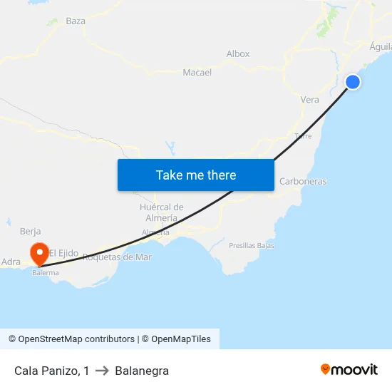 Cala Panizo, 1 to Balanegra map