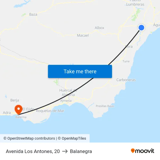 Avenida Los Antones, 20 to Balanegra map