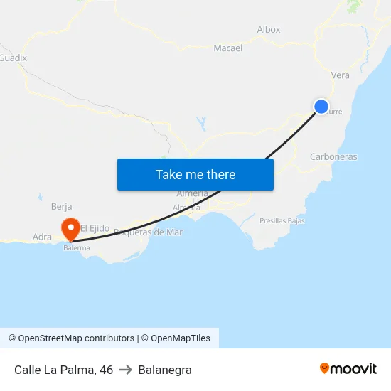 Calle La Palma, 46 to Balanegra map