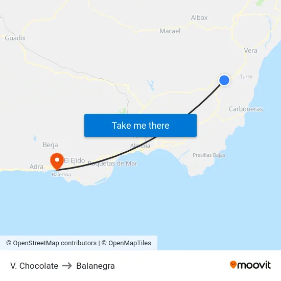 V. Chocolate to Balanegra map