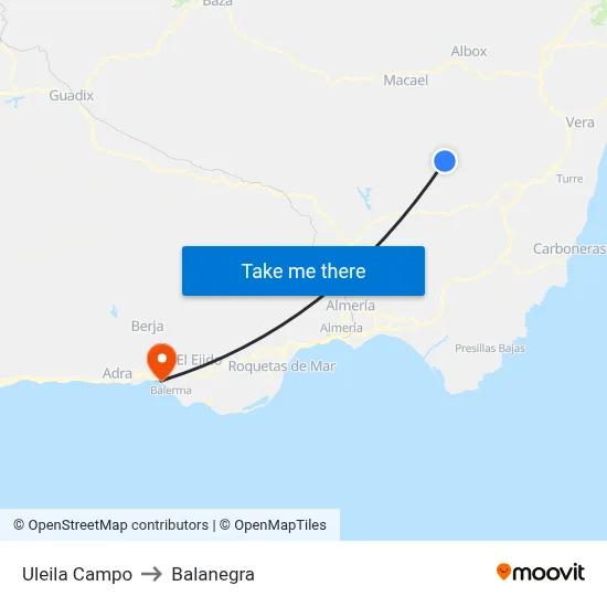 Uleila Campo to Balanegra map
