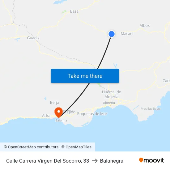 Calle Carrera Virgen Del Socorro, 33 to Balanegra map