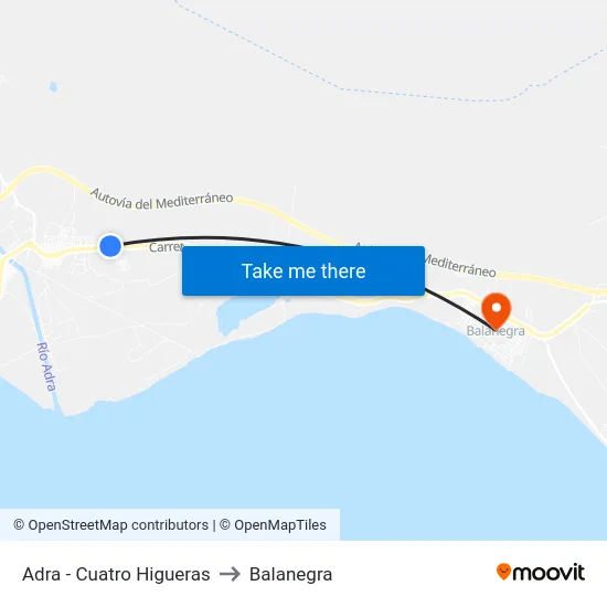 Adra - Cuatro Higueras to Balanegra map