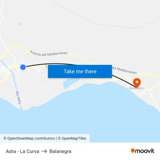 Adra - La Curva to Balanegra map