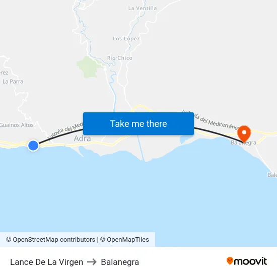 Lance De La Virgen to Balanegra map