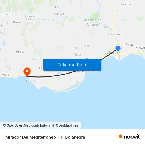 Mirador Del Mediterráneo to Balanegra map