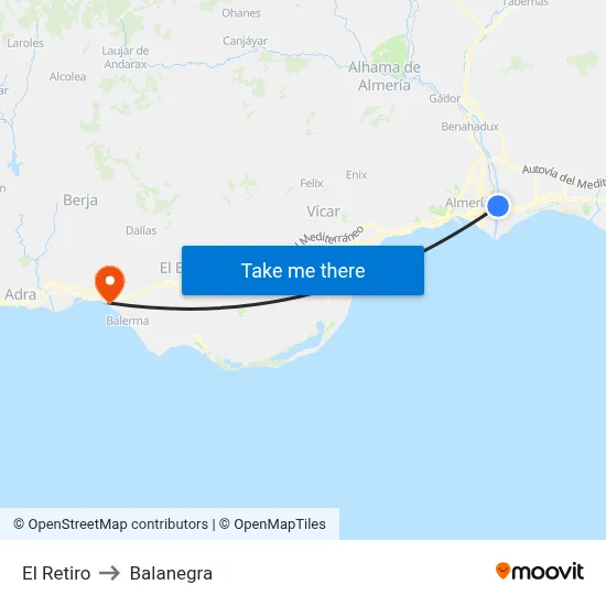 El Retiro to Balanegra map
