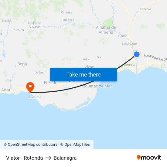 Viator - Rotonda to Balanegra map