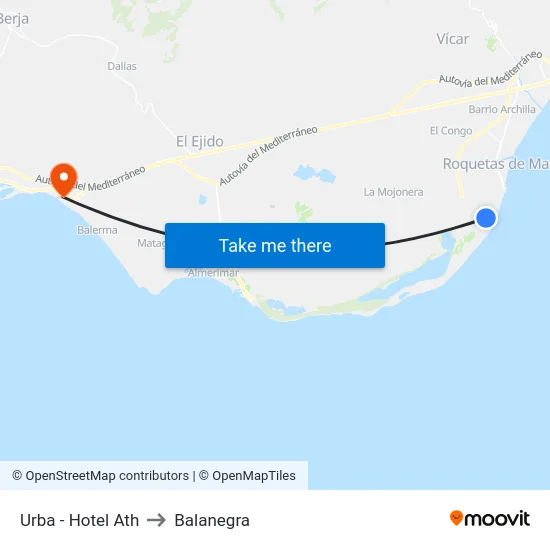 Urba - Hotel Ath to Balanegra map