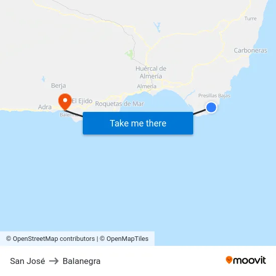 San José to Balanegra map
