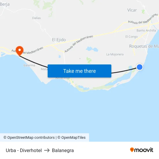 Urba - Diverhotel to Balanegra map