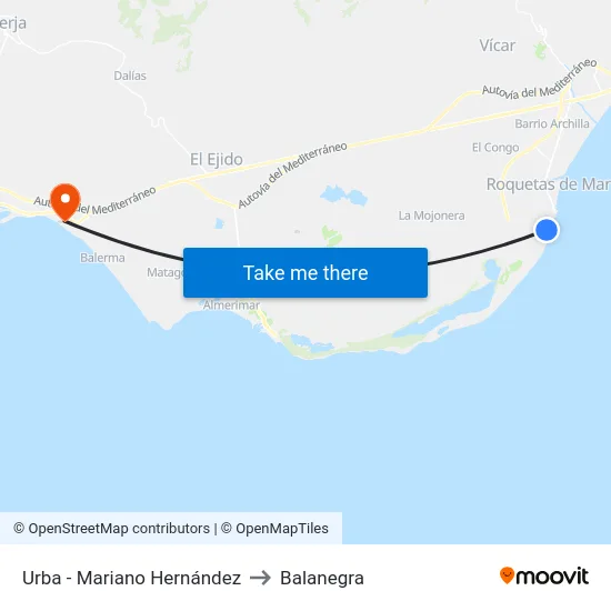 Urba - Mariano Hernández to Balanegra map