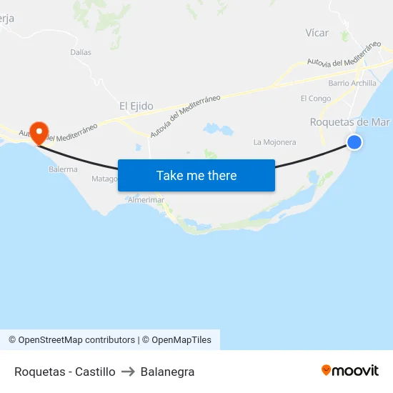 Roquetas - Castillo to Balanegra map