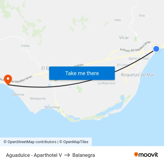 Aguadulce - Aparthotel V to Balanegra map