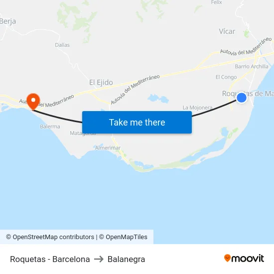 Roquetas - Barcelona to Balanegra map