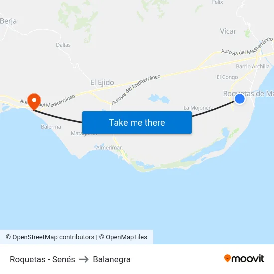 Roquetas - Senés to Balanegra map
