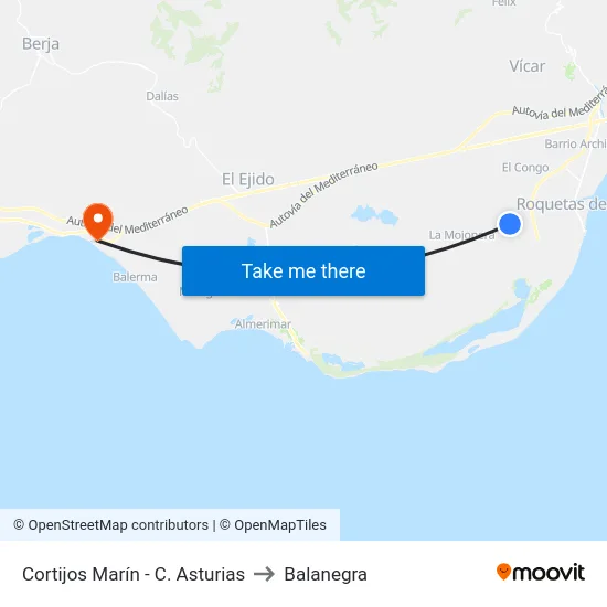Cortijos Marín - C. Asturias to Balanegra map