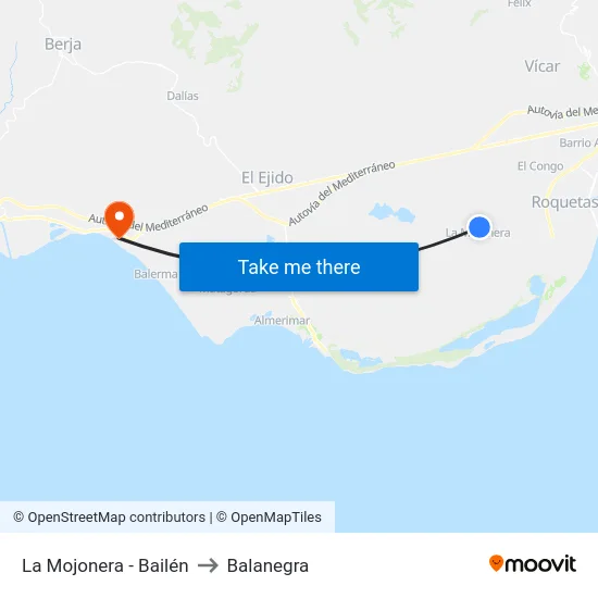 La Mojonera - Bailén to Balanegra map