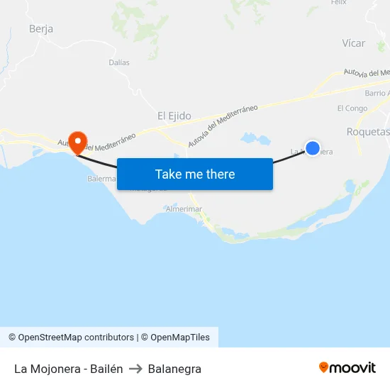 La Mojonera - Bailén to Balanegra map