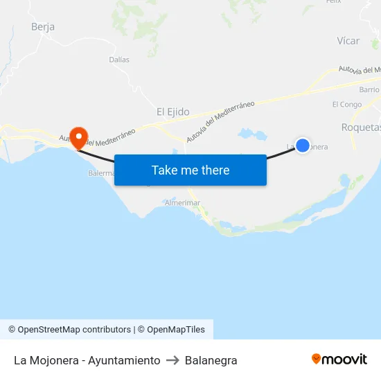 La Mojonera - Ayuntamiento to Balanegra map