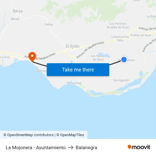 La Mojonera - Ayuntamiento to Balanegra map