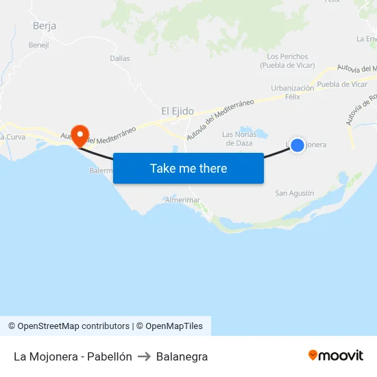 La Mojonera - Pabellón to Balanegra map