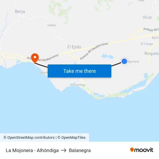La Mojonera - Alhóndiga to Balanegra map