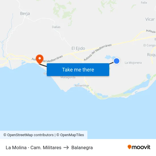 La Molina - Cam. Militares to Balanegra map