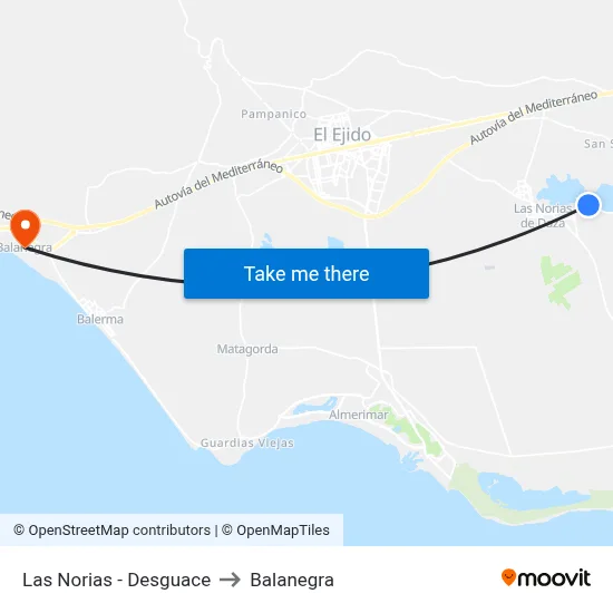 Las Norias - Desguace to Balanegra map