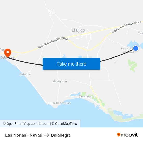 Las Norias - Navas to Balanegra map