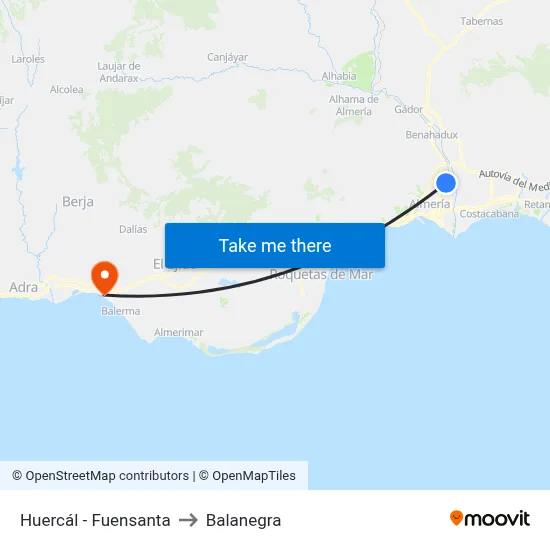 Huercál - Fuensanta to Balanegra map