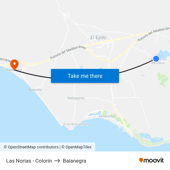Las Norias - Colorín to Balanegra map