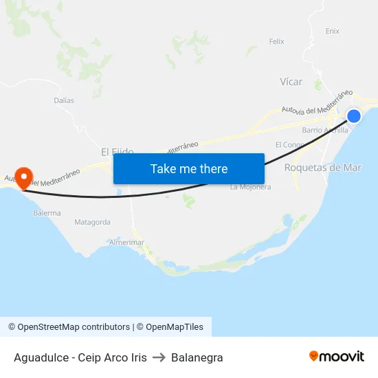 Aguadulce - Ceip Arco Iris to Balanegra map