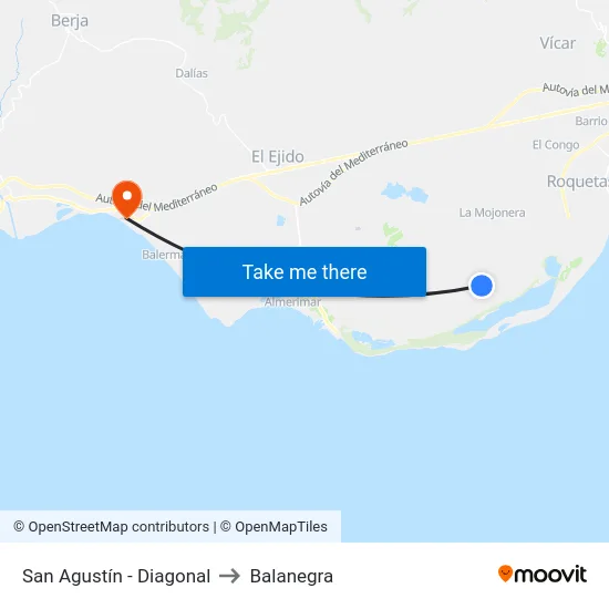 San Agustín - Diagonal to Balanegra map