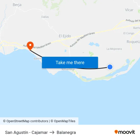 San Agustín - Cajamar to Balanegra map