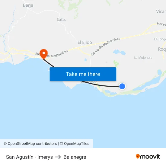 San Agustín - Imerys to Balanegra map