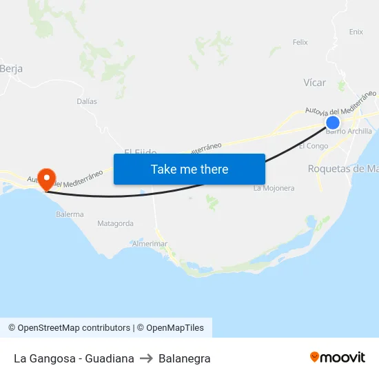 La Gangosa - Guadiana to Balanegra map