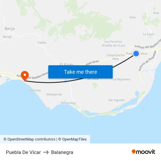 Puebla De Vícar to Balanegra map