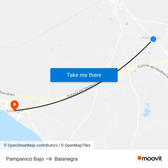 Pampanico Bajo to Balanegra map