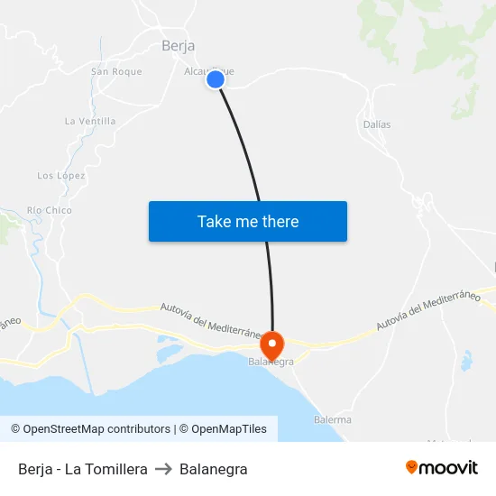 Berja - La Tomillera to Balanegra map