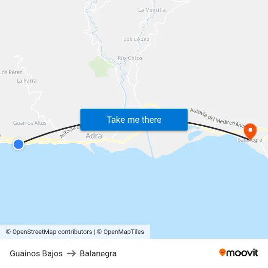 Guainos Bajos to Balanegra map