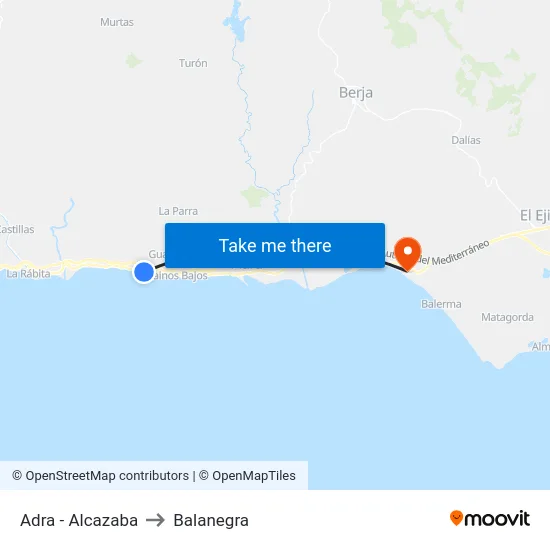 Adra - Alcazaba to Balanegra map