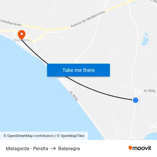 Matagorda - Peralta to Balanegra map