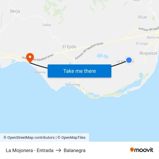 La Mojonera - Entrada to Balanegra map
